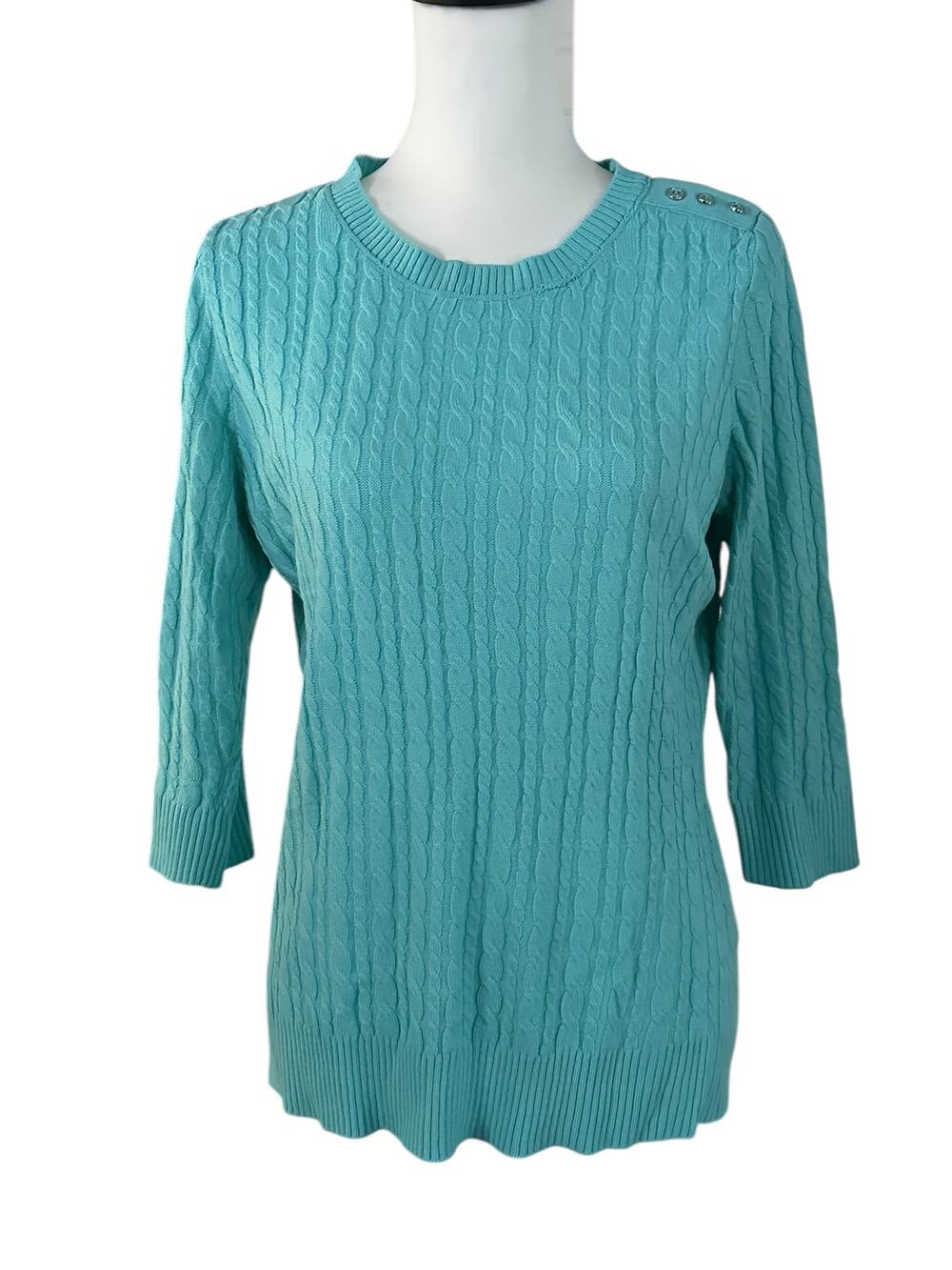 New York and Company Blue Green 3/4 Sleeve Top Large